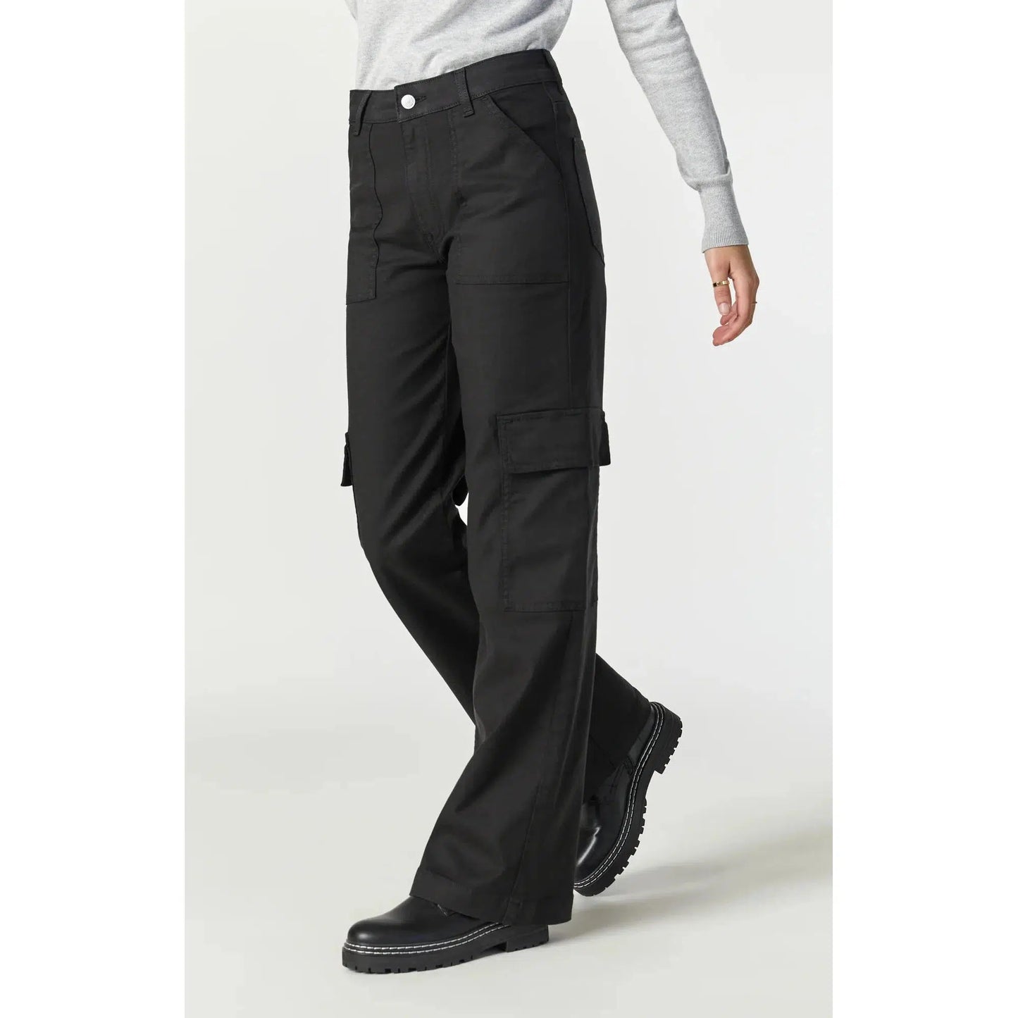 ALVA BLACK LUXE TWILL CARGO-LADIES PANTS-MAVI-JB Evans Fashions & Footwear