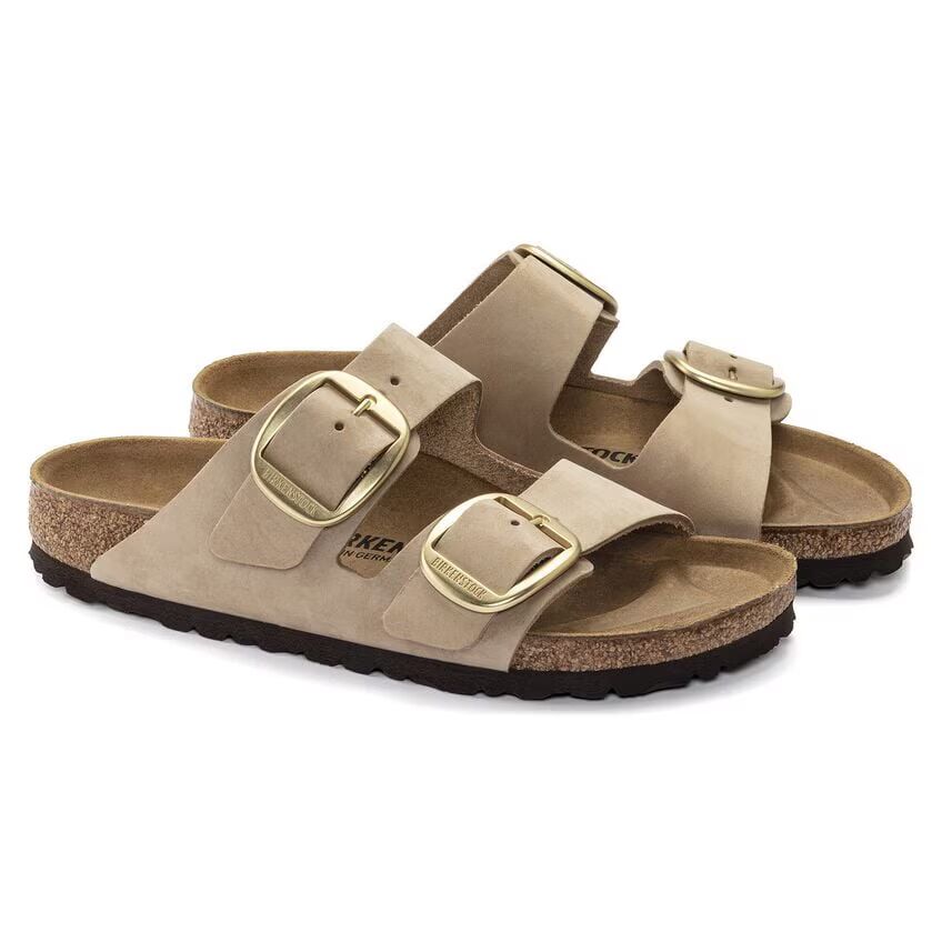 ARIZONA BIG BUCKLE NUBUCK SANDCASTLE N-LADIES SANDALS-BIRKENSTOCK-JB Evans Fashions & Footwear