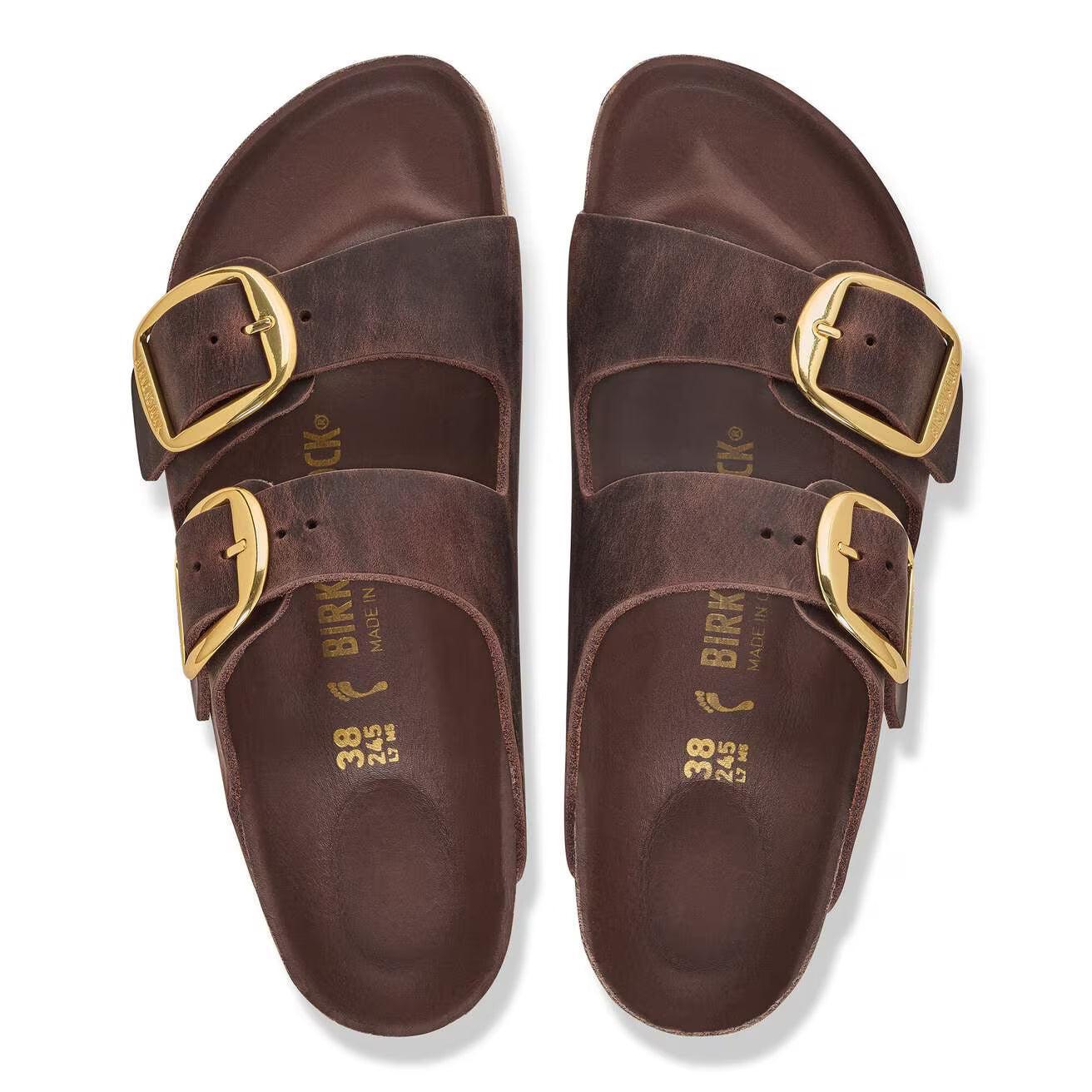 ARIZONA BIG BUCKLE OILED LEATHER HABANA N-LADIES SANDALS-BIRKENSTOCK-JB Evans Fashions & Footwear