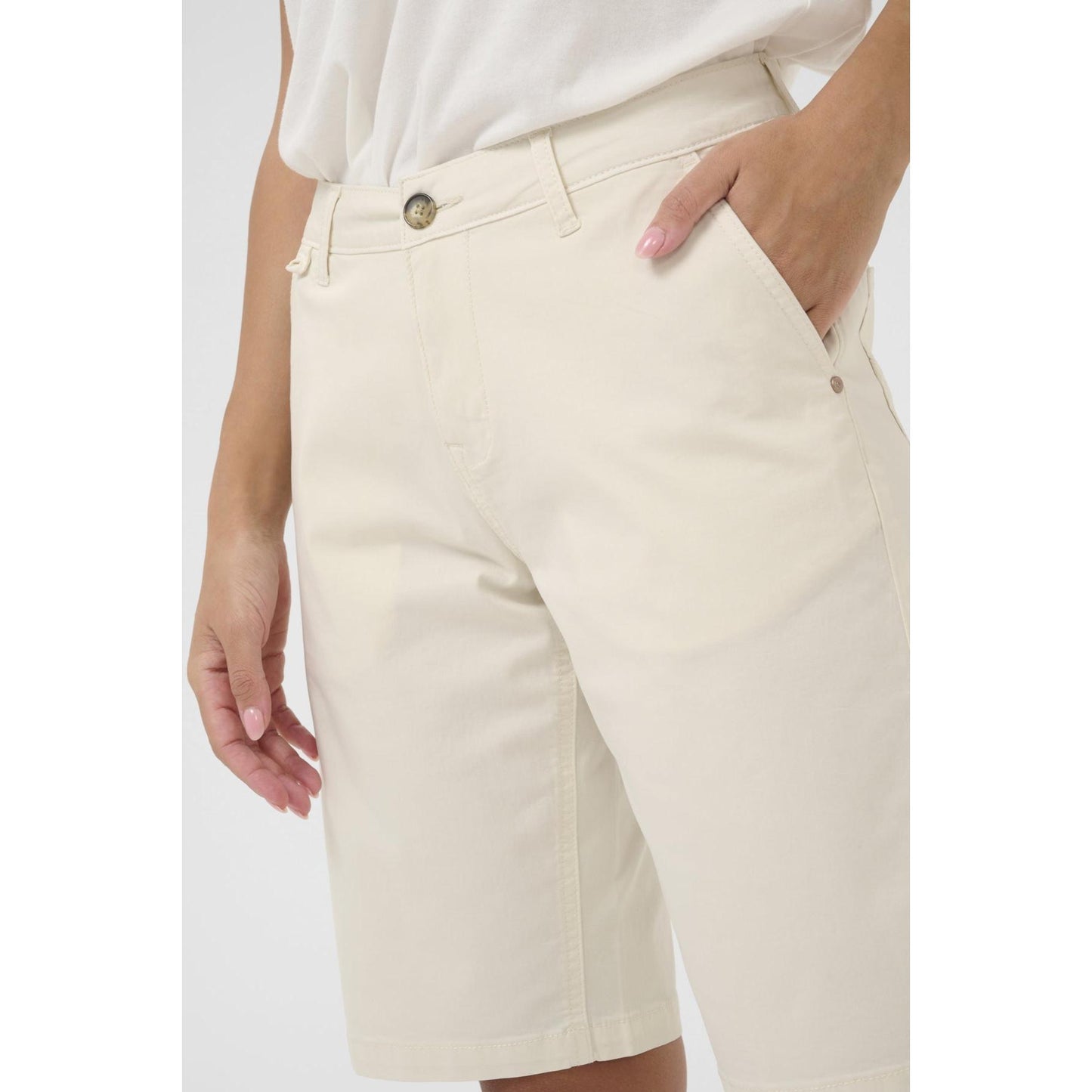 BERTA TWILL SHORTS COCO FIT-LADIES SHORTS-CREAM-JB Evans Fashions & Footwear