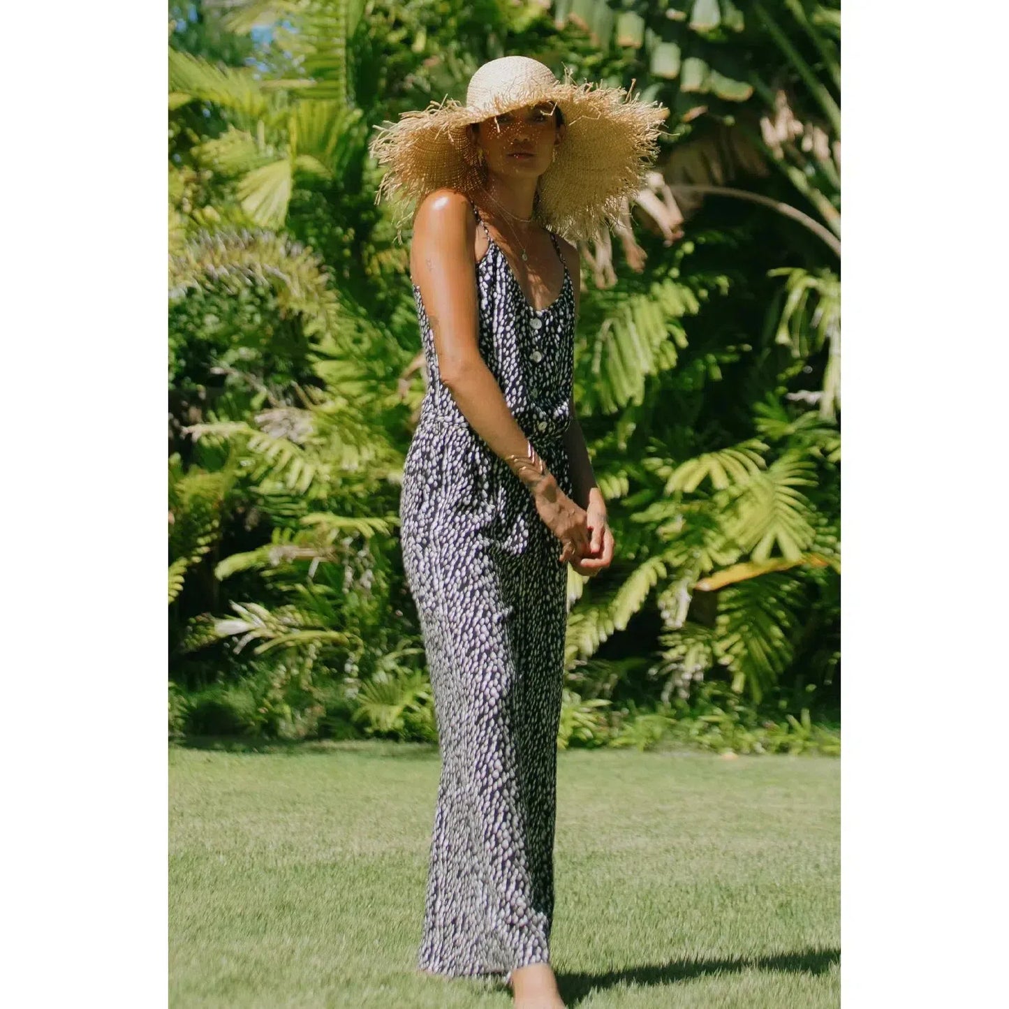 BUTTON FRONT JUMPSUIT W/ POCKETS-LADIES DRESSES & JUMPERS-TRIBAL SPORTSWEAR-JB Evans Fashions & Footwear