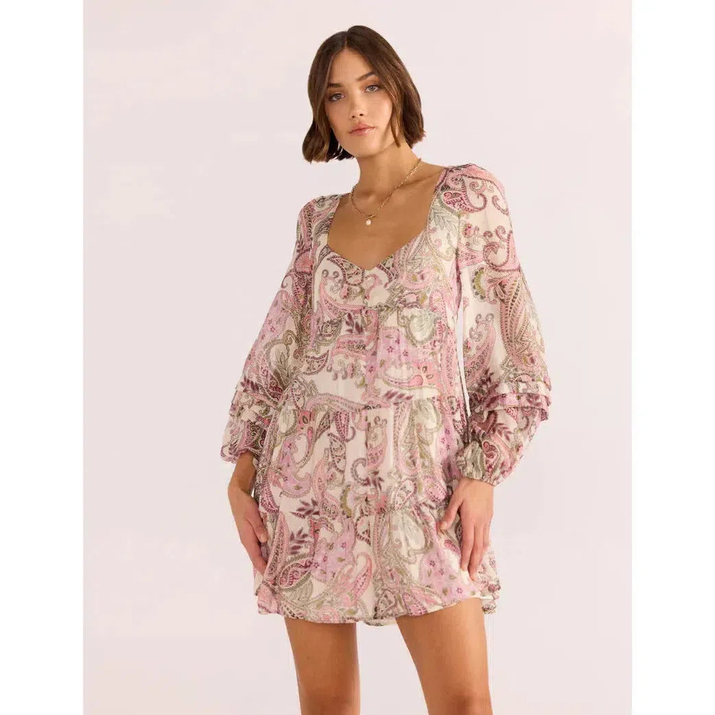 CADENCE BABYDOLL MINI DRESS-LADIES DRESSES & JUMPERS-MINK PINK-JB Evans Fashions & Footwear