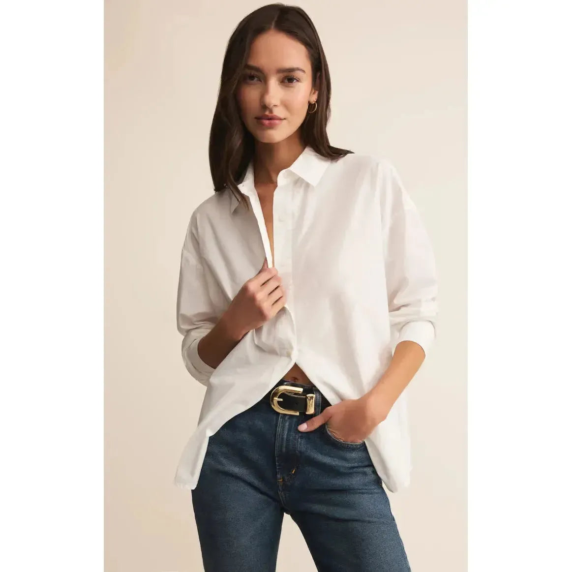 ELEVATED POPLIN WHITE-LADIES TOPS-Z SUPPLY-JB Evans Fashions & Footwear