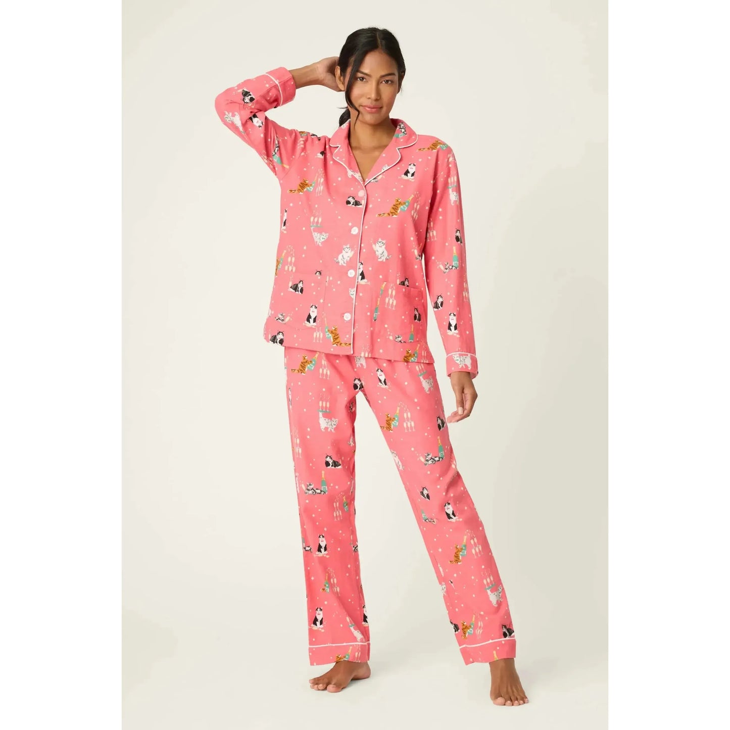 FLANNEL PJ SET "LET'S GET FIZZICAL"-LADIES LOUNGE & SLEEPWEAR-PJ SALVAGE-JB Evans Fashions & Footwear