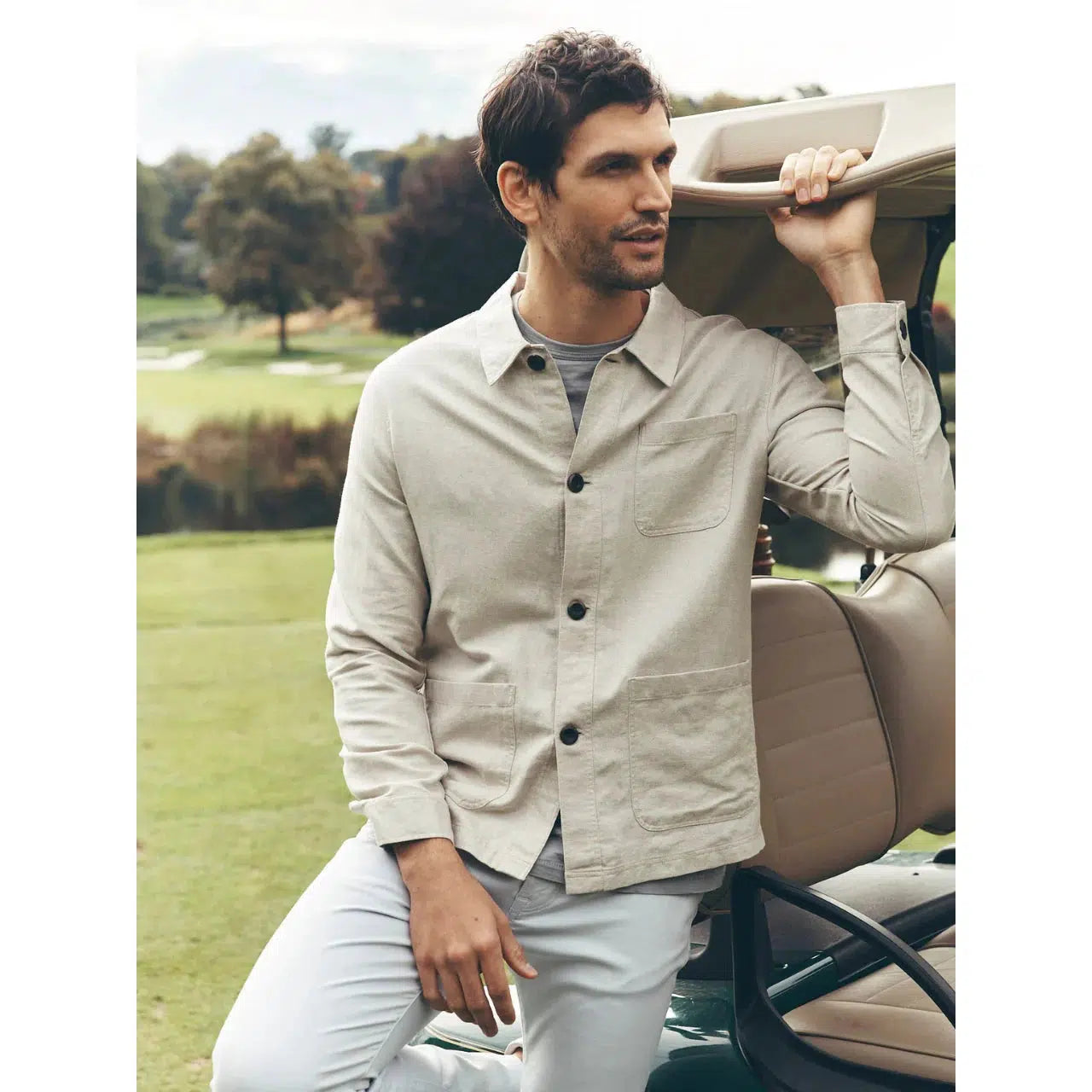 HERRINGBONE OVERSHIRT BEIGE-MENS SHIRTS-34 HERITAGE-JB Evans Fashions & Footwear