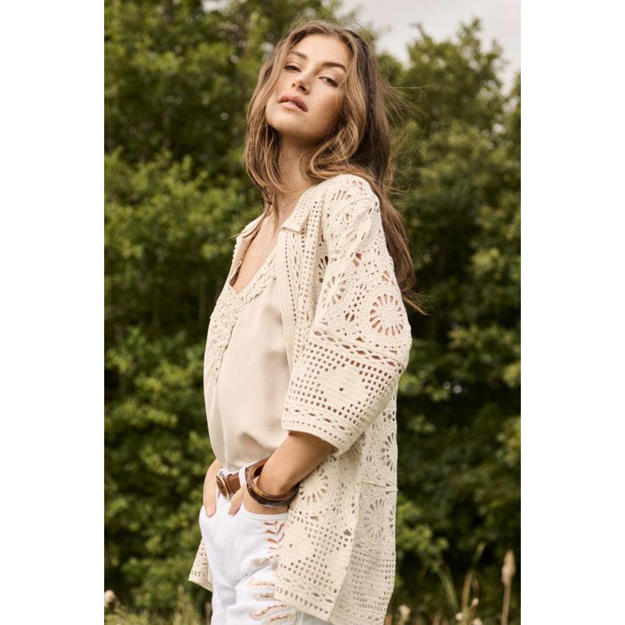 JAUIE KNIT SHIRT-LADIES TOPS-CREAM-JB Evans Fashions & Footwear