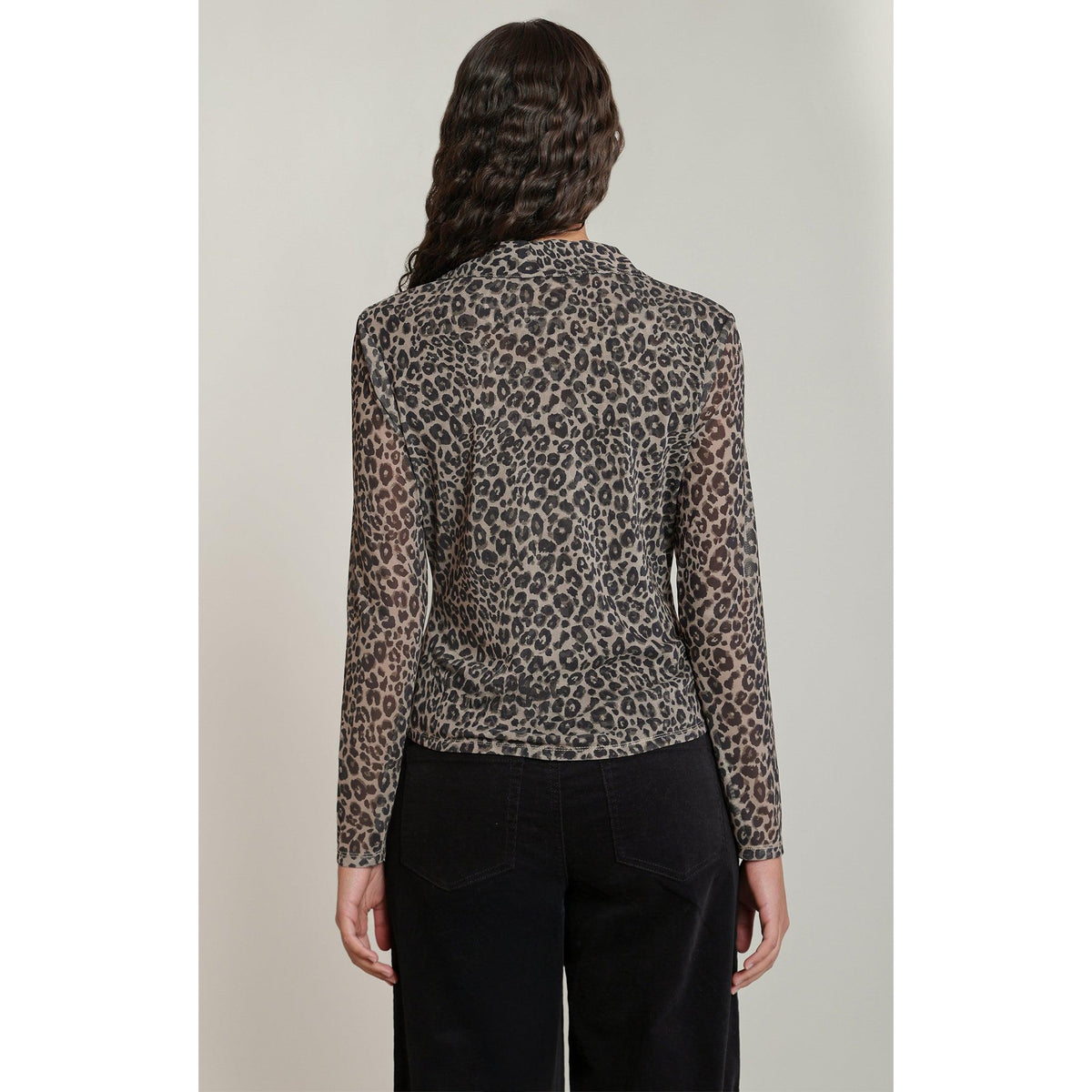 LEOPARD MESH SHIRT-LADIES TOPS-DEX-JB Evans Fashions & Footwear