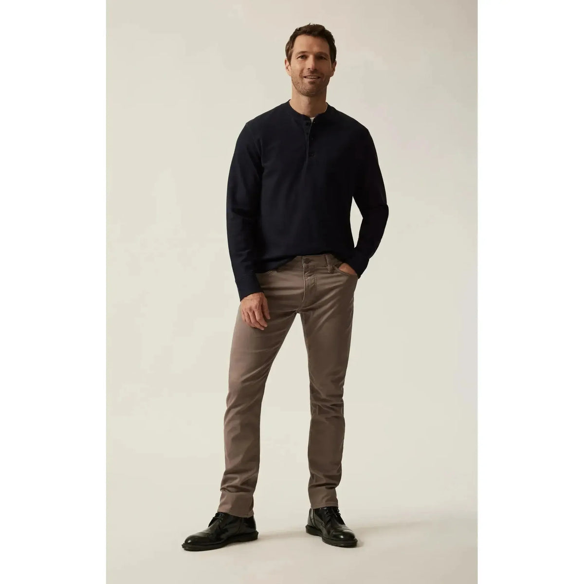 NAVY WAFFLE KNIT HENLEY-MENS T-SHIRTS & POLO'S-34 HERITAGE-JB Evans Fashions & Footwear
