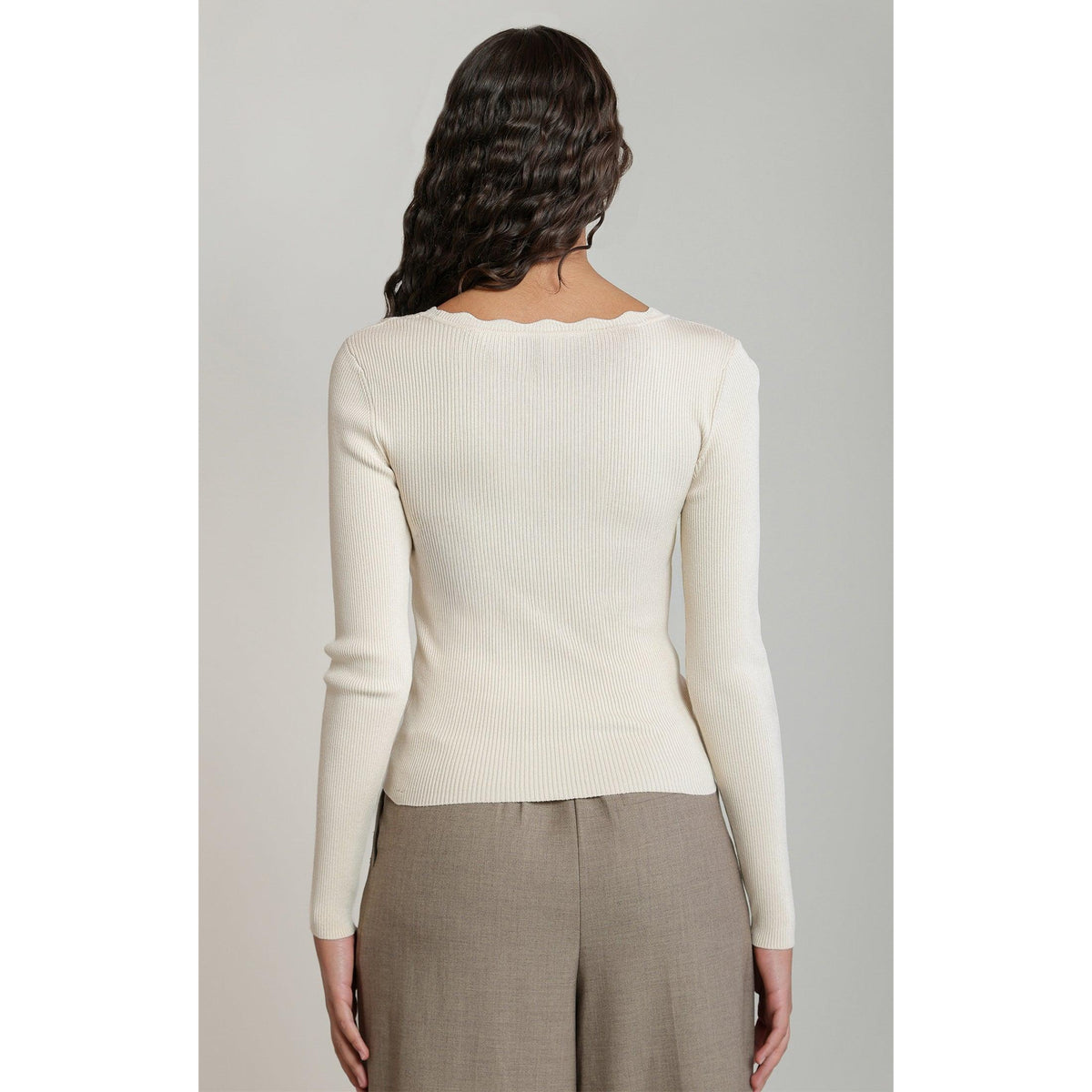 SCALLOP NECKLINE SWEATER TOP-LADIES TOPS-DEX-JB Evans Fashions & Footwear
