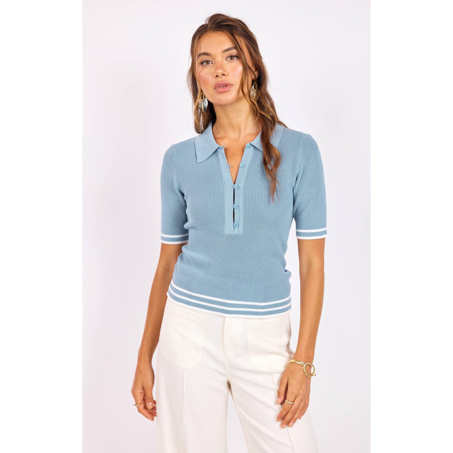 SIDE QUEST POLO SWEATER TOP-LADIES TOPS-SAGE THE LABEL-JB Evans Fashions & Footwear