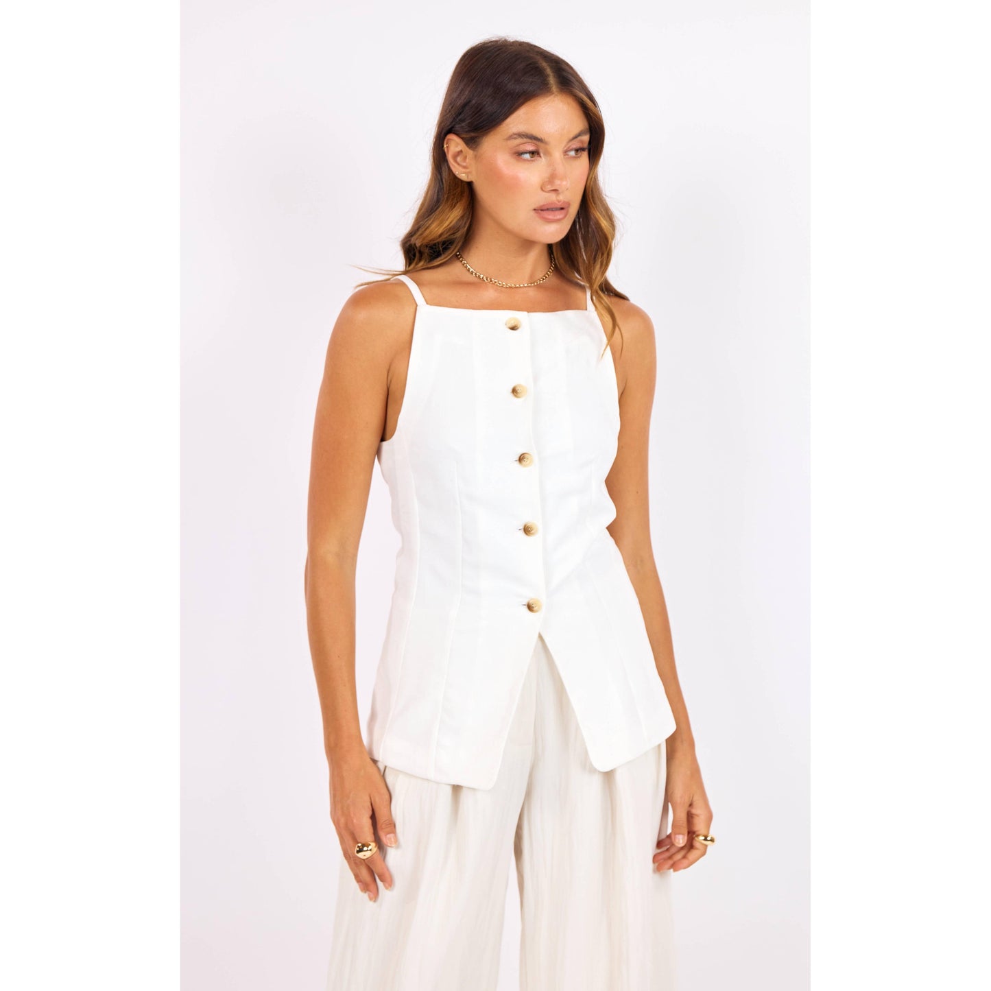 SKYSCRAPER VEST TOP-LADIES TOPS-SAGE THE LABEL-JB Evans Fashions & Footwear