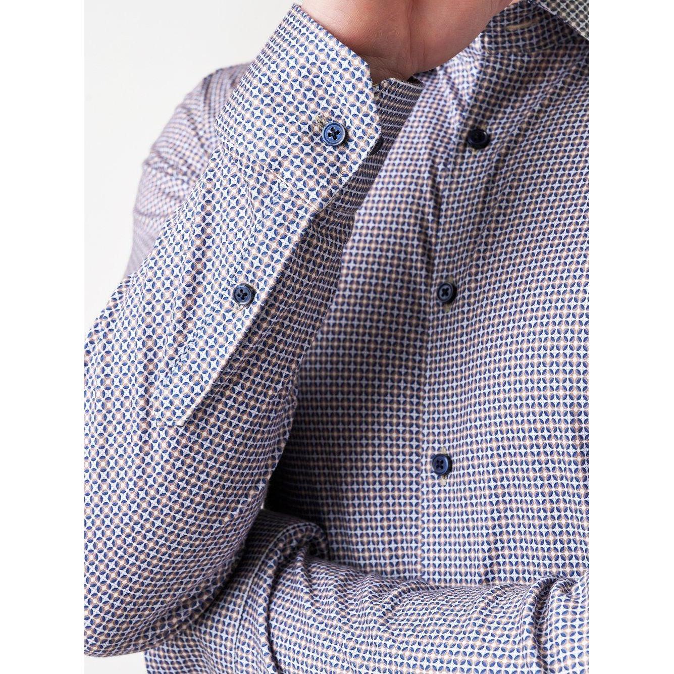 SLIM FIT STRETCH CIRCLE PRINT-MENS SHIRTS-DESOTO-JB Evans Fashions & Footwear
