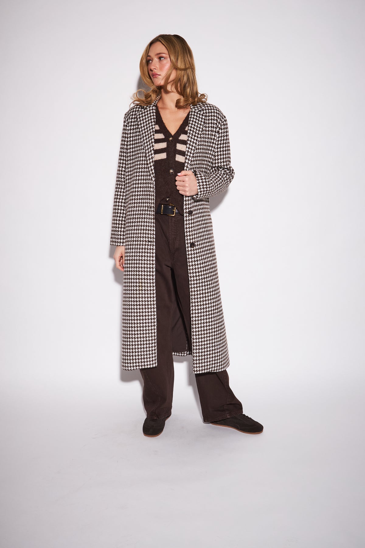SOFIA HOUNDSTOOTH COATIGAN