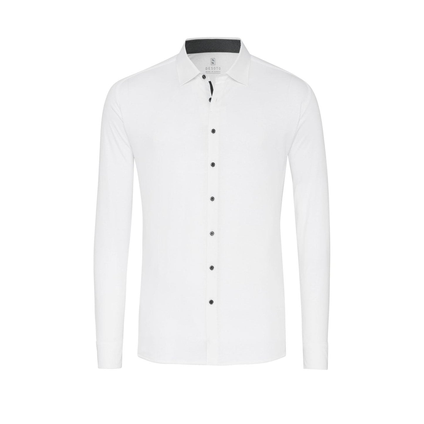 SOLID JERSEY STRETCH WITH BLACK BUTTON-MENS SHIRTS-DESOTO-JB Evans Fashions & Footwear