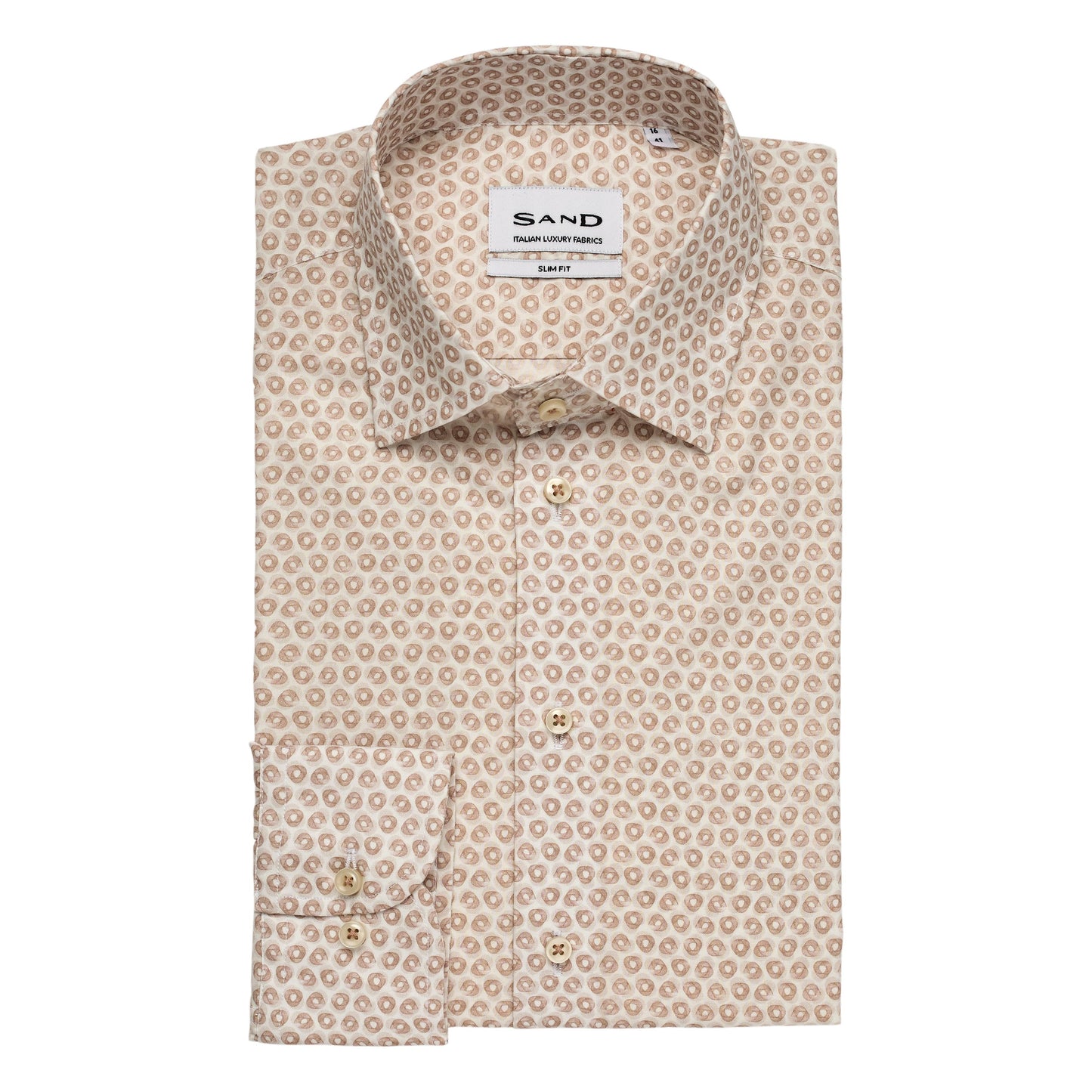 STATEN2 CIRCLE PRINT-MENS DRESS SHIRTS-SAND-JB Evans Fashions & Footwear