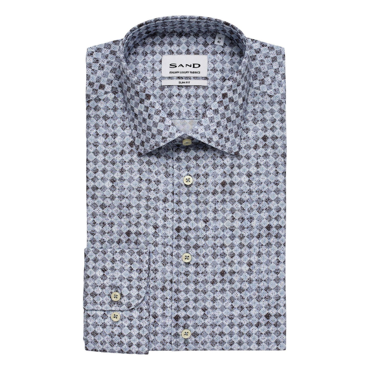 STATEN2 TRIANGLE PRINT-MENS DRESS SHIRTS-SAND-JB Evans Fashions & Footwear