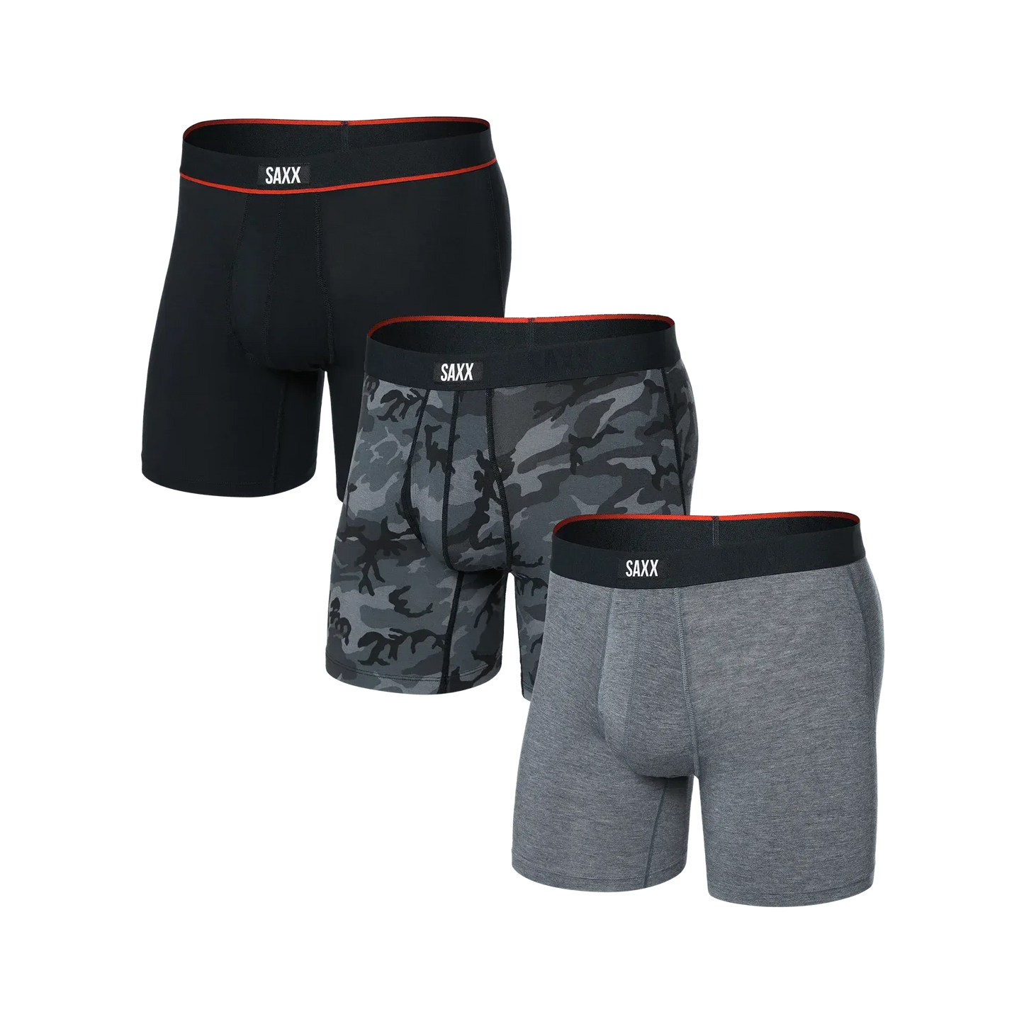 VIBE XTRA SOFT COMFORT BOXER BRIEF FLY 3PK-MENS UNDERWEAR-SAXX UNDERWEAR-JB Evans Fashions & Footwear