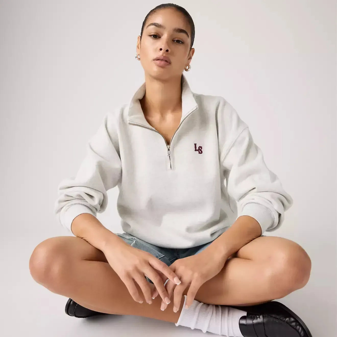 VINTAGE BOXY 1/4 ZIP SWEATSHIRT-LADIES LOUNGE & SLEEPWEAR-LEVIS-JB Evans Fashions & Footwear