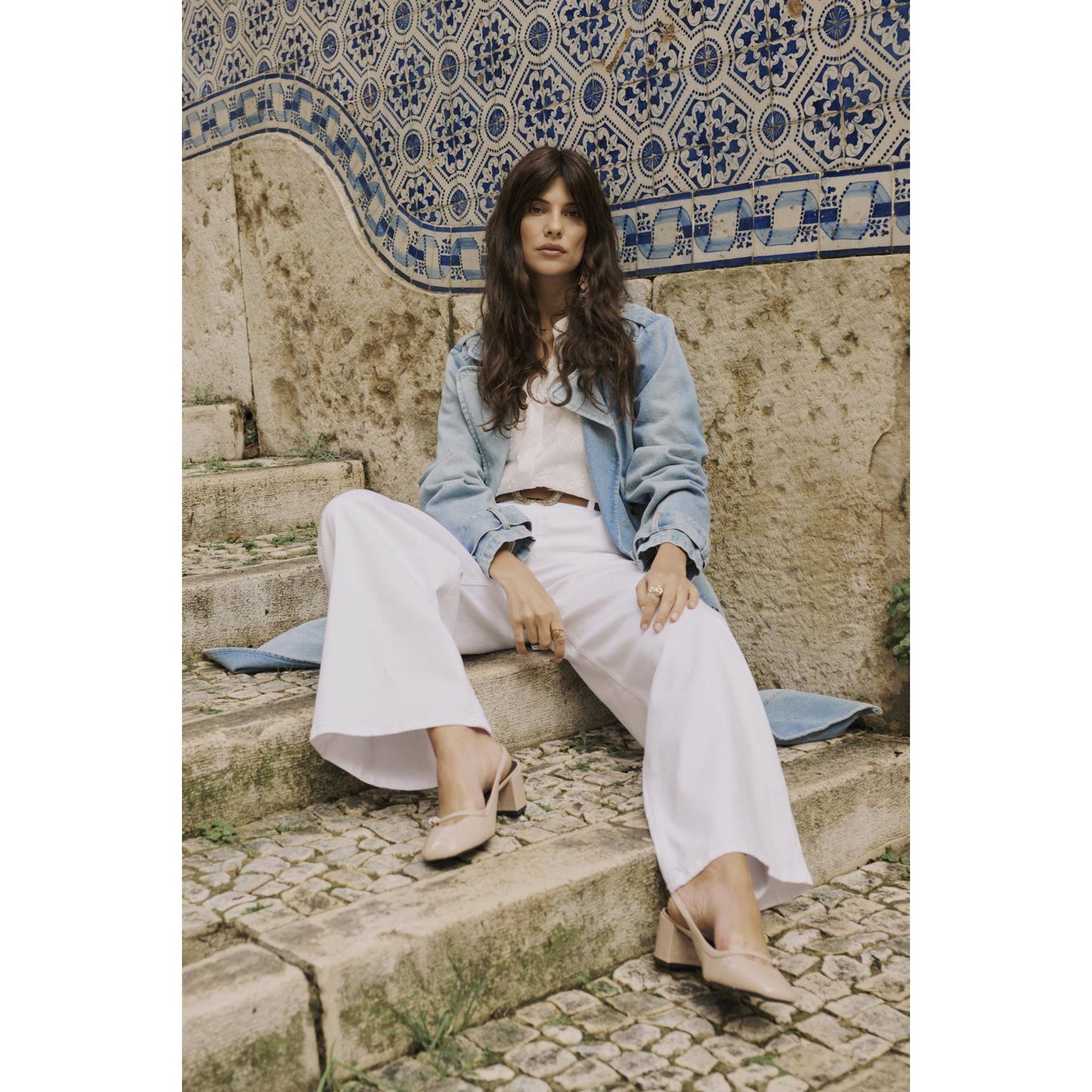 VISTI COLOURED DENIM PANT-LADIES DENIM-CREAM-JB Evans Fashions & Footwear