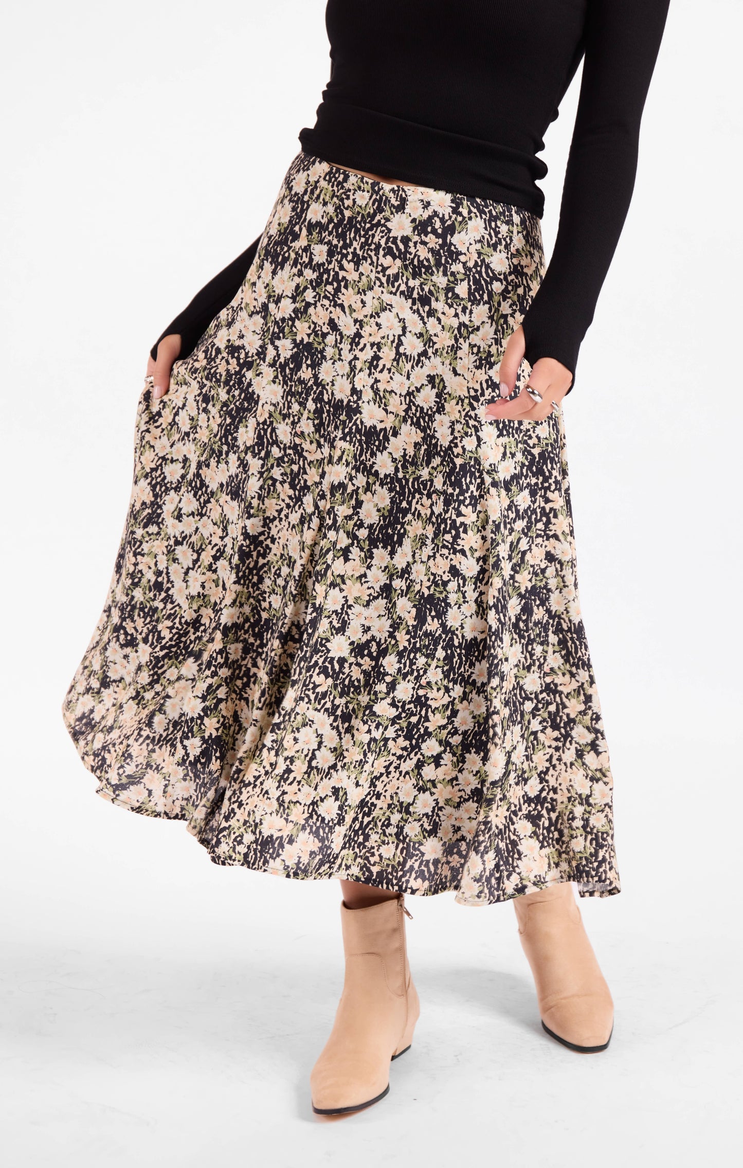 PAINTED FIELDS MIDI SKIRT