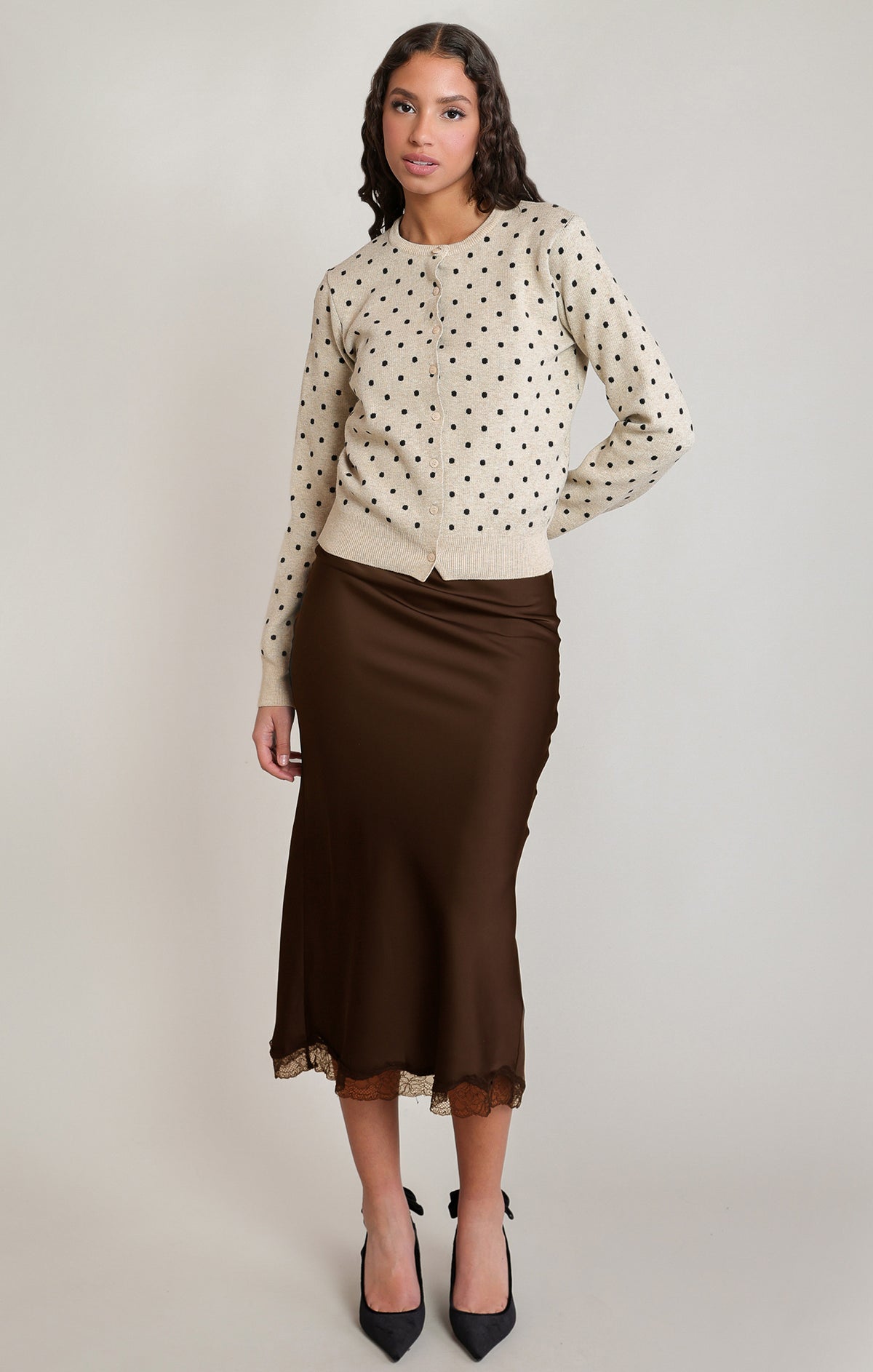 SATIN LACE SKIRT