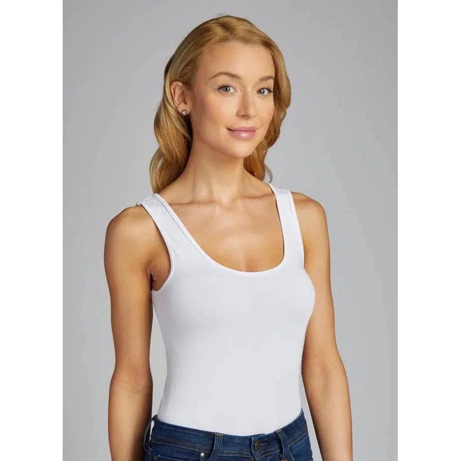 BAMBOO DOUBLE SCOOP TANK-CEBT1110-WHT-O/SWHT-LADIES T-SHIRTS & TANKS-C'EST MOI-JB Evans Fashions & Footwear