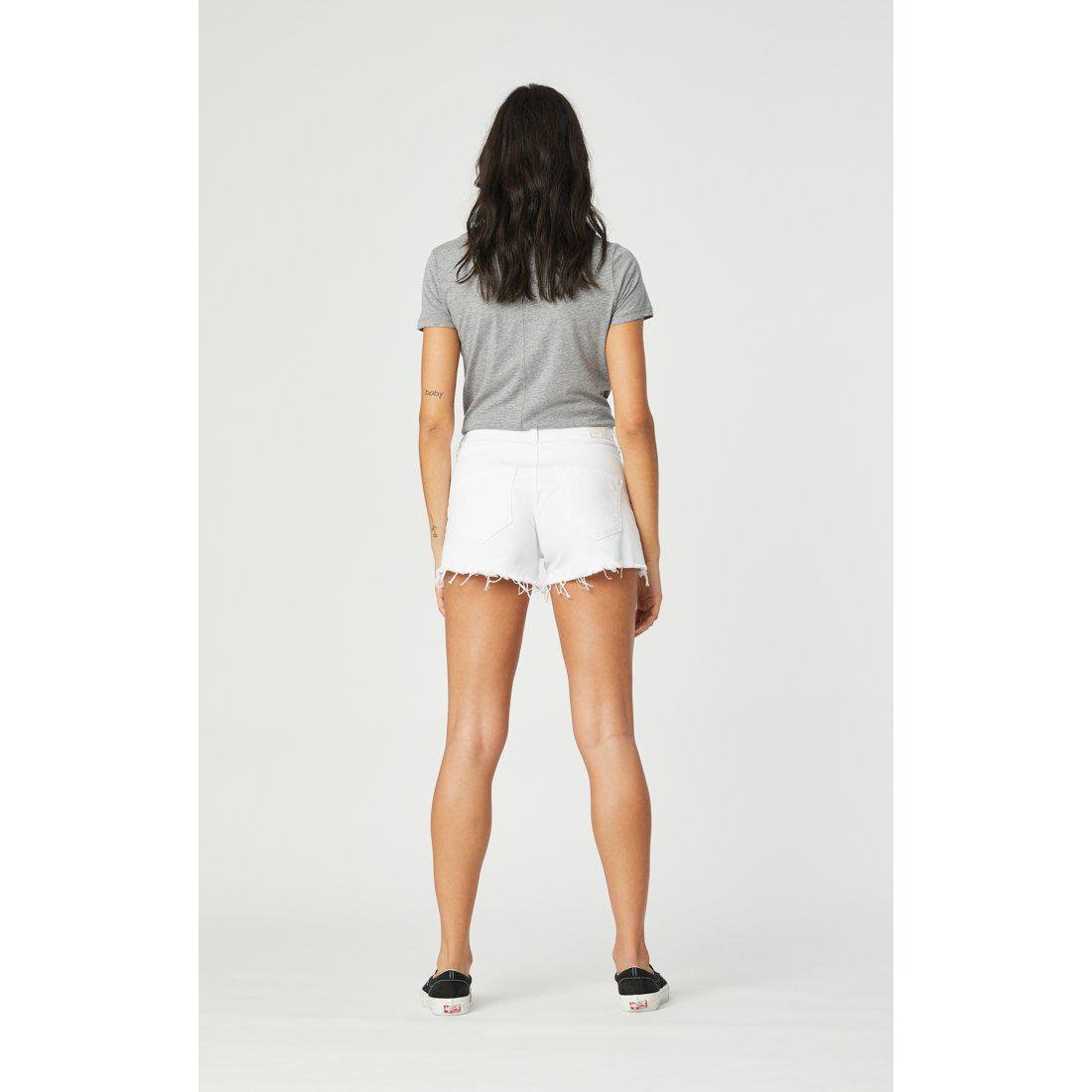 ROSIE WHITE RIPPED SHORT-LADIES SHORTS-MAVI-JB Evans Fashions & Footwear