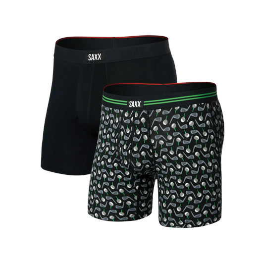 2 PK VIBE XTRA SOFT COMFORT BOXER BRIEF - BACK NINE-MENS UNDERWEAR-SAXX UNDERWEAR-JB Evans Fashions & Footwear