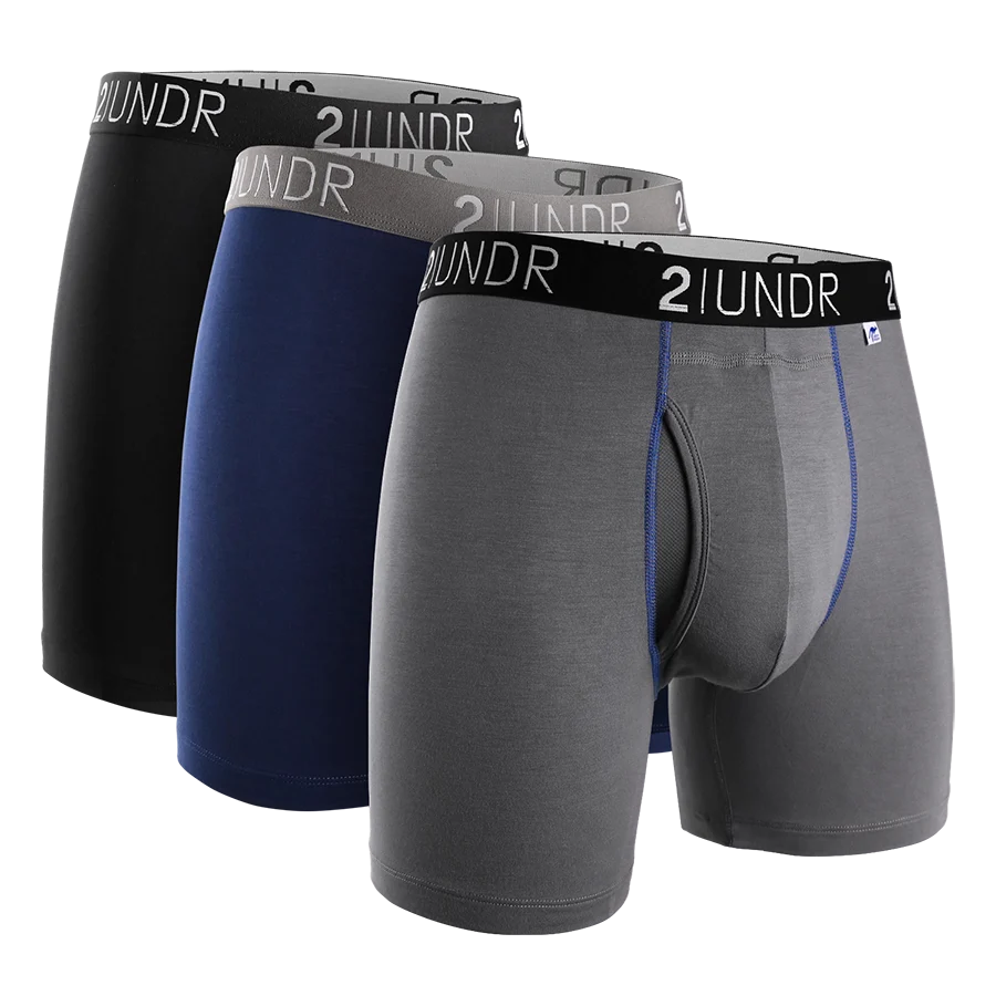 2UNDR SS 6" BB SOLID 3PK BLK/GRY/NVY