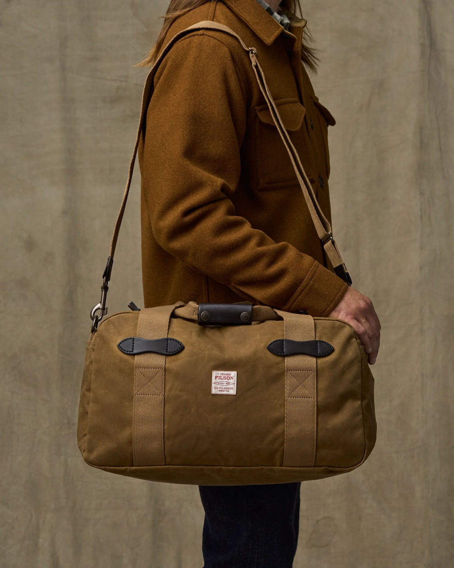 TIN CLOTH SMALL DUFFLE BAG DARK TAN