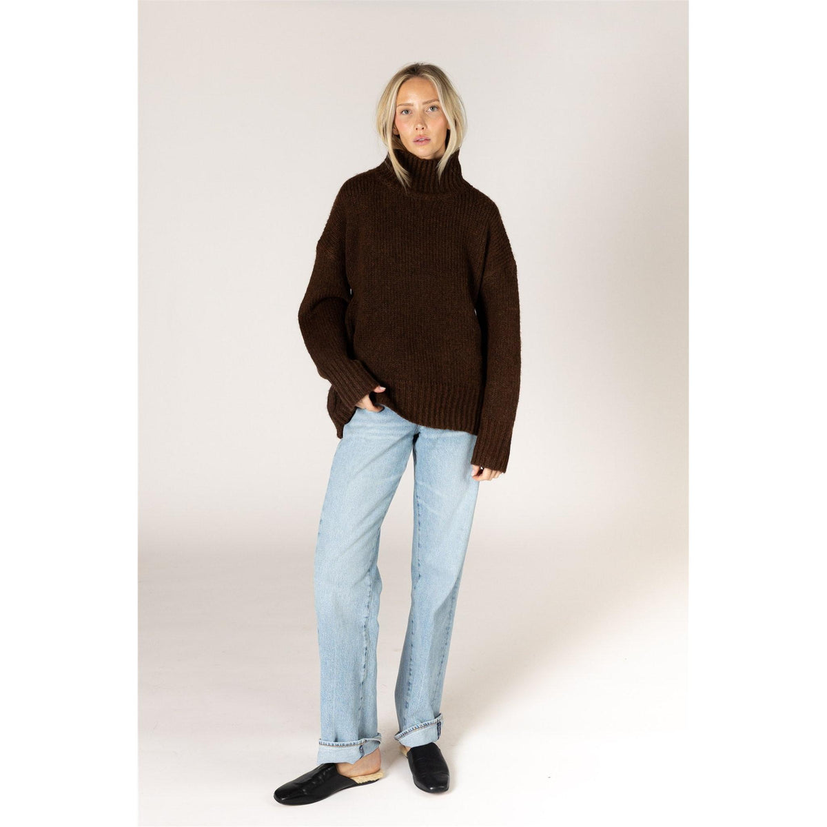 AGGIE MOCK SWEATER-LADIES SWEATERS & KNITS-LYLA & LUXE-JB Evans Fashions & Footwear