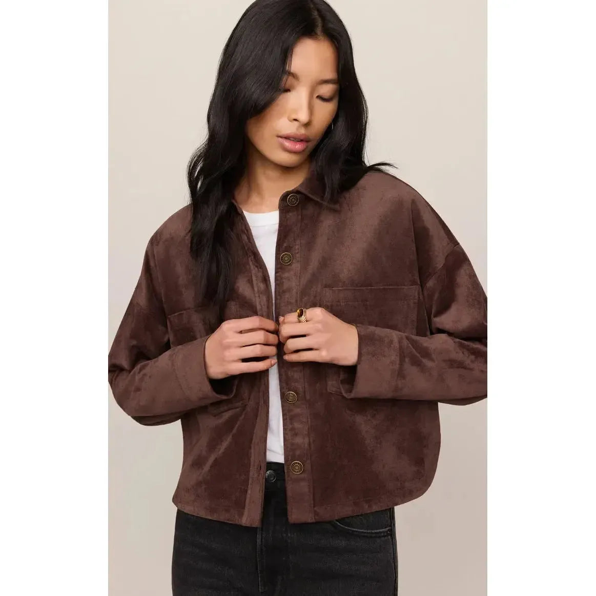 ALL DAY CROPPED SUEDE JACKET-LADIES LIGHTWEIGHT COATS & JACKETS-Z SUPPLY-JB Evans Fashions & Footwear
