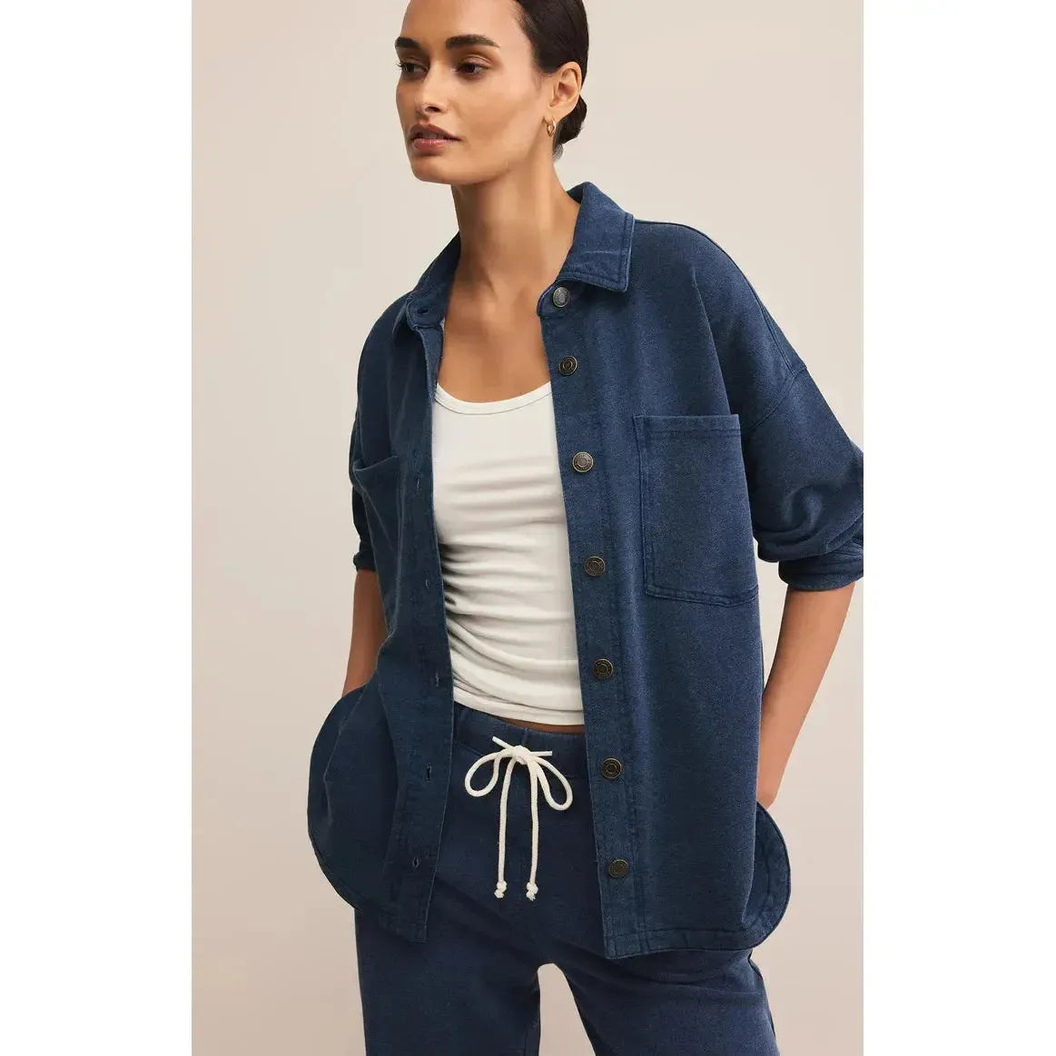 ALL DAY DENIM KNIT JACKET-LADIES LIGHTWEIGHT COATS & JACKETS-Z SUPPLY-JB Evans Fashions & Footwear