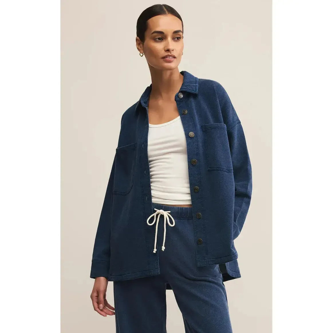 ALL DAY DENIM KNIT JACKET-LADIES LIGHTWEIGHT COATS & JACKETS-Z SUPPLY-JB Evans Fashions & Footwear