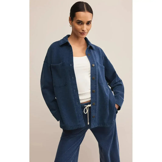 ALL DAY DENIM KNIT JACKET-LADIES LIGHTWEIGHT COATS & JACKETS-Z SUPPLY-JB Evans Fashions & Footwear