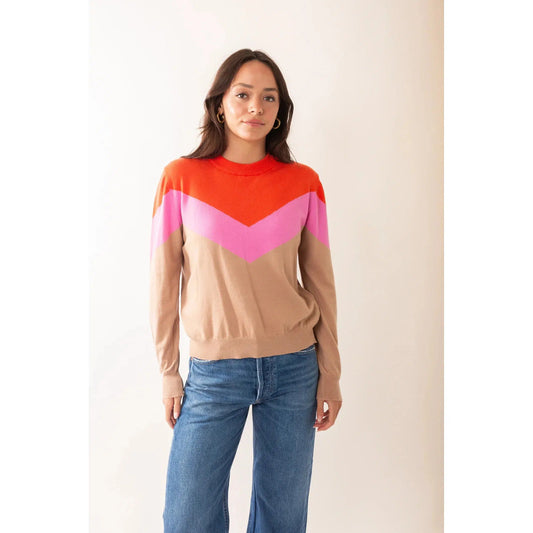 AQUILEGIA COLOURBLOCK SWEATER-LADIES SWEATERS & KNITS-DELUC-JB Evans Fashions & Footwear