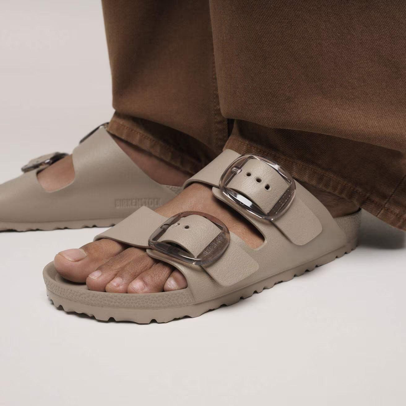 ARIZONA BIG BUCKLE EVA GRAY TAUPE N-LADIES SANDALS-BIRKENSTOCK-JB Evans Fashions & Footwear