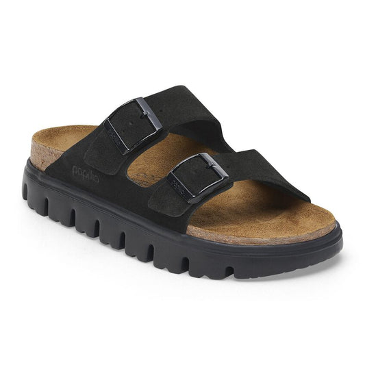 ARIZONA CHUNKY SUEDE BLACK N-LADIES SANDALS-BIRKENSTOCK-JB Evans Fashions & Footwear