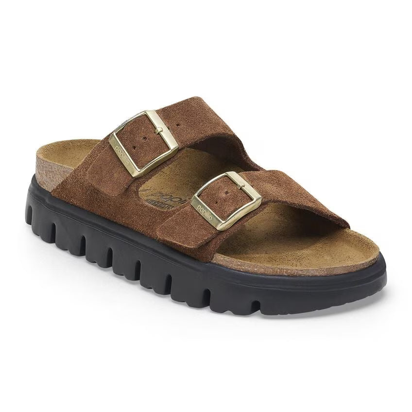 ARIZONA CHUNKY SUEDE DARK TEA N-LADIES SANDALS-PAPILLIO-JB Evans Fashions & Footwear