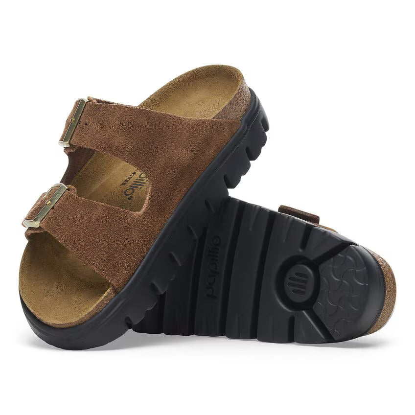 ARIZONA CHUNKY SUEDE DARK TEA N-LADIES SANDALS-PAPILLIO-JB Evans Fashions & Footwear