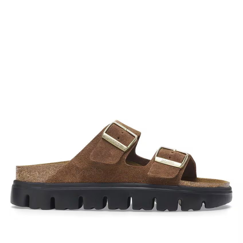 ARIZONA CHUNKY SUEDE DARK TEA N-LADIES SANDALS-PAPILLIO-JB Evans Fashions & Footwear