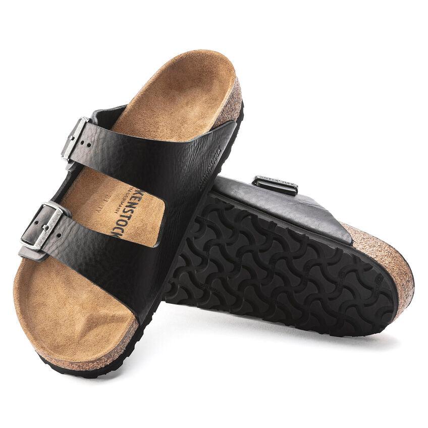 ARIZONA GRIP LEATHER VINTAGE BLACK-SANDALS-BIRKENSTOCK-JB Evans Fashions & Footwear