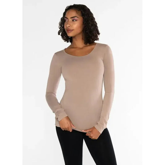 BAMBOO LONG SLEEVE SCOOP NECK-LADIES TOPS-JB Evans Fashions & Footwear-JB Evans Fashions & Footwear