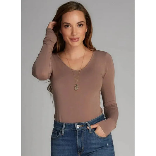BAMBOO L/S V NECK TOP-LADIES TOPS-JB Evans Fashions & Footwear-JB Evans Fashions & Footwear