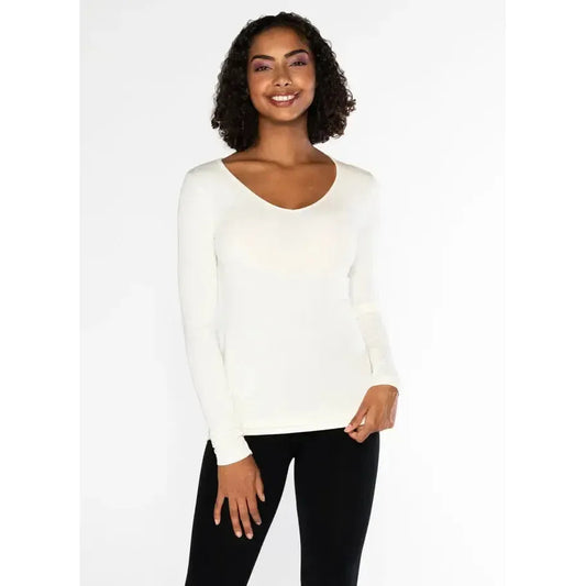 BAMBOO L/S V NECK TOP-LADIES TOPS-JB Evans Fashions & Footwear-JB Evans Fashions & Footwear