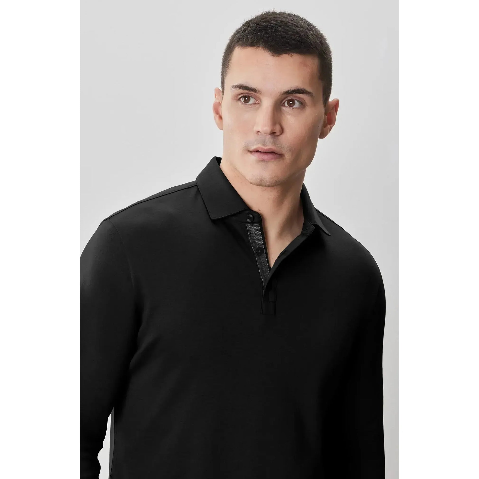 BARAKETT LONG SLEEVE HERRINGBONE POLO-MENS T-SHIRTS & POLO'S-ROBERT BARAKETT-JB Evans Fashions & Footwear