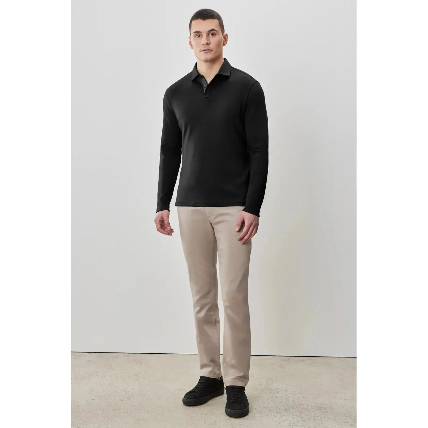 BARAKETT LONG SLEEVE HERRINGBONE POLO-MENS T-SHIRTS & POLO'S-ROBERT BARAKETT-JB Evans Fashions & Footwear