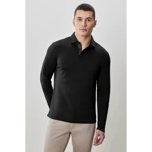 BARAKETT LONG SLEEVE HERRINGBONE POLO-MENS T-SHIRTS & POLO'S-ROBERT BARAKETT-JB Evans Fashions & Footwear