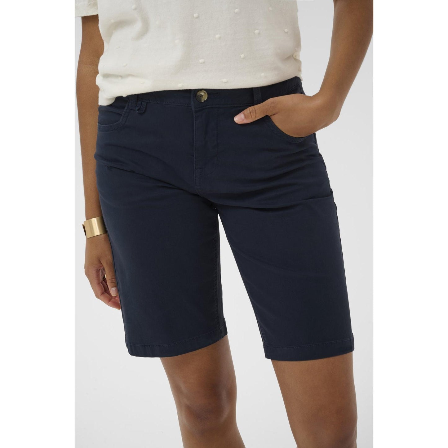 BERTA TWILL SHORT - COCO FIT-LADIES SHORTS-CREAM-JB Evans Fashions & Footwear