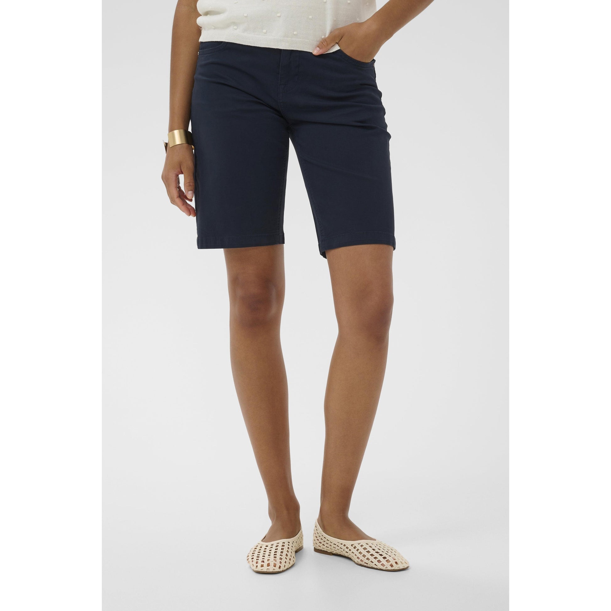 BERTA TWILL SHORT - COCO FIT-LADIES SHORTS-CREAM-JB Evans Fashions & Footwear